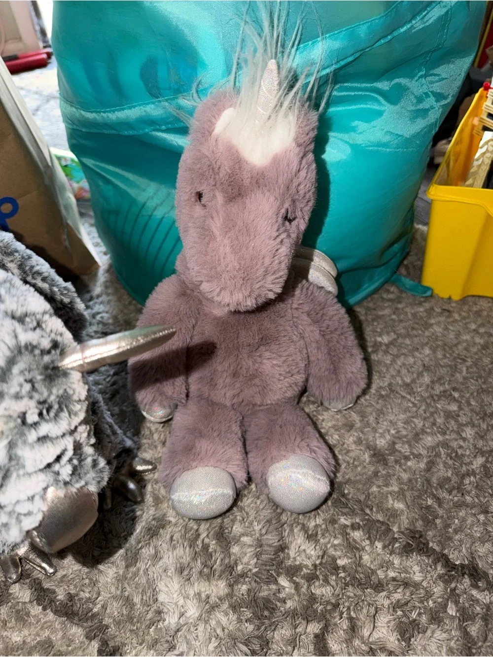 Soft Gray Plush Narwhal & Dragon Small Pet Toys - Cozy Playset
